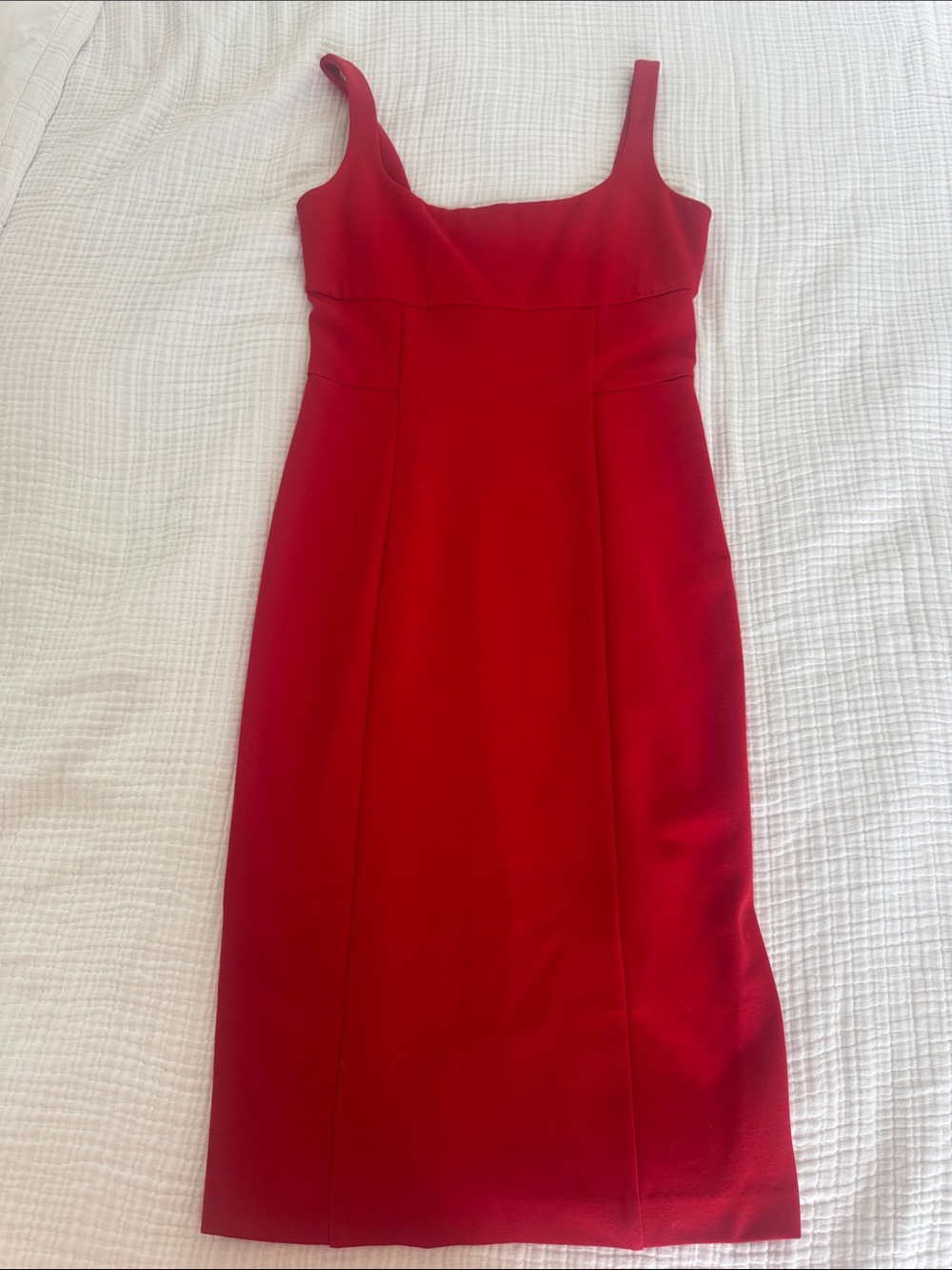 Diane Von Furstenberg Red Square-Neck Midi Dress